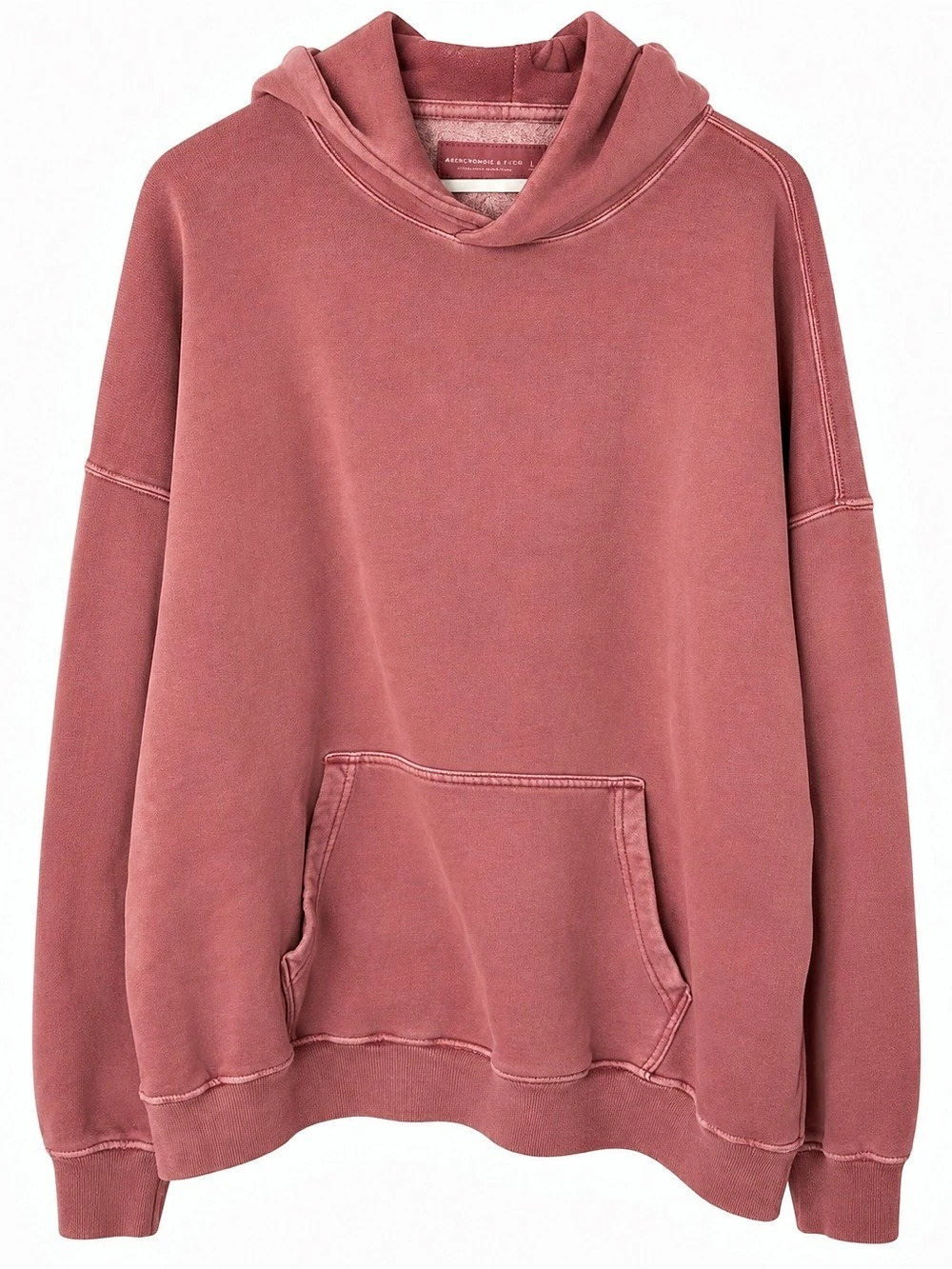Abercrombie & Fitch Men’s Hoodie XXL Pink Washed Oversized Pullover Coastal